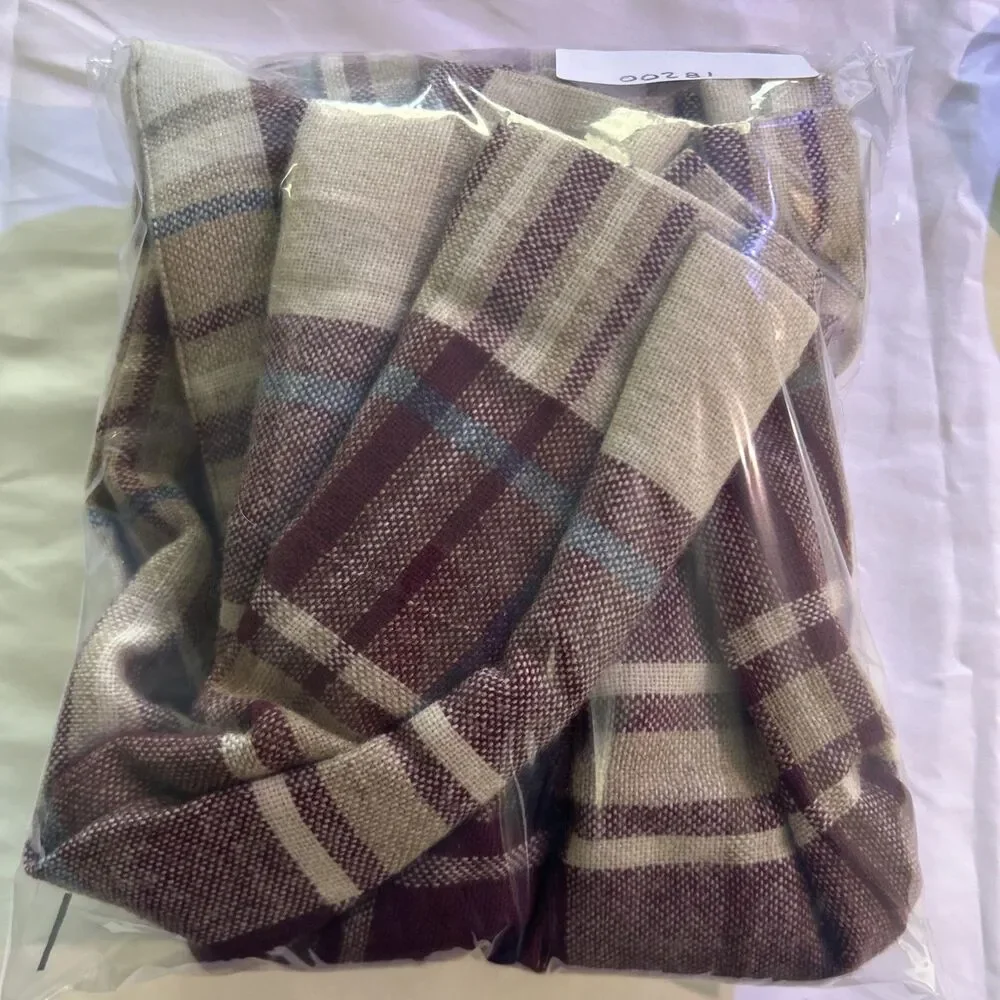 Vtg Wool Blend Pleated Midi Cream Plaid Skirt Union Made 11/12 Academia